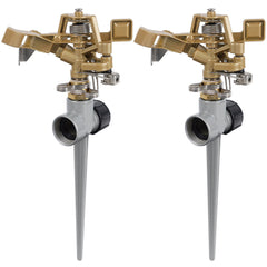 Biswing impact sprinkler with spike base, gray