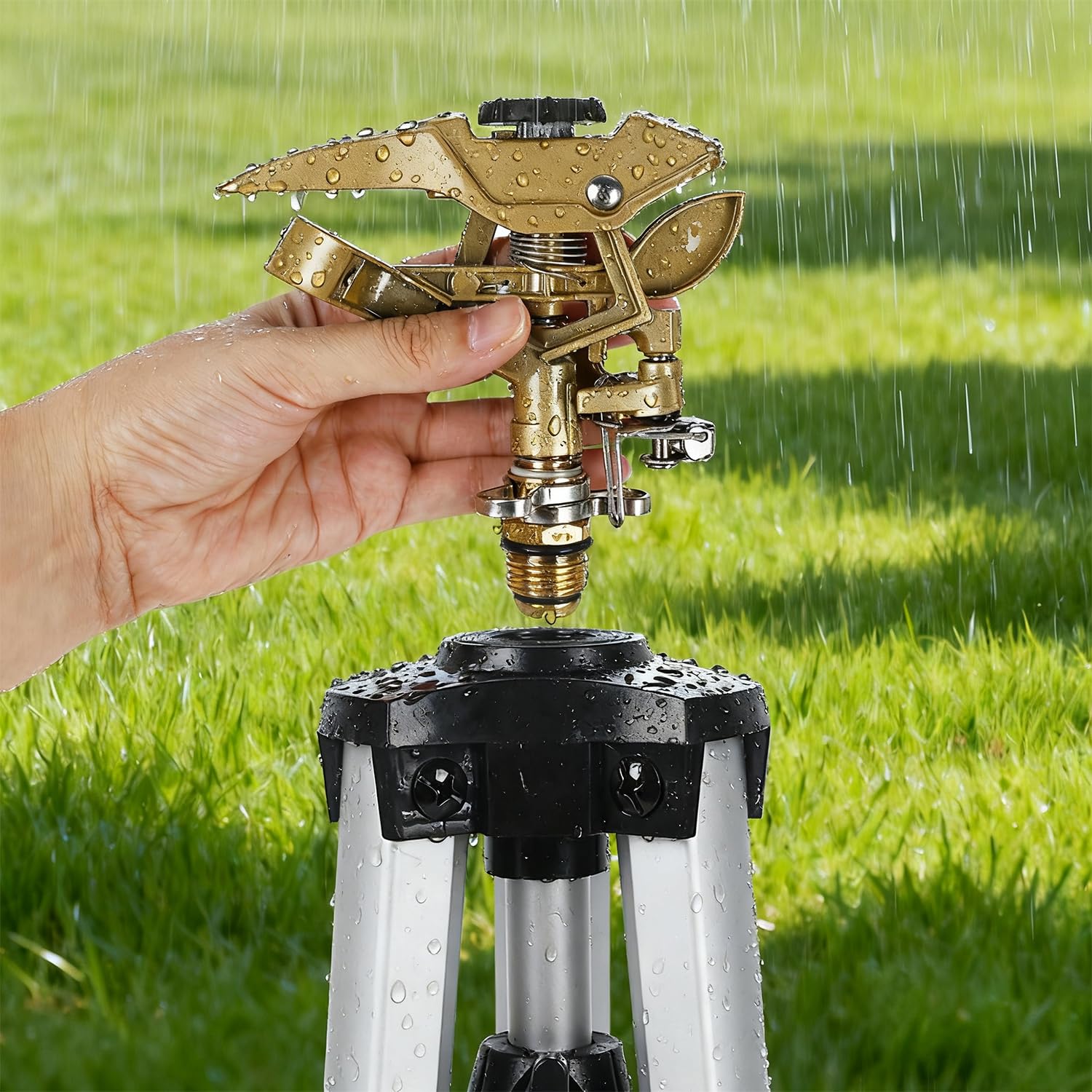 Biswing sprinkler showcasing 360-degree coverage