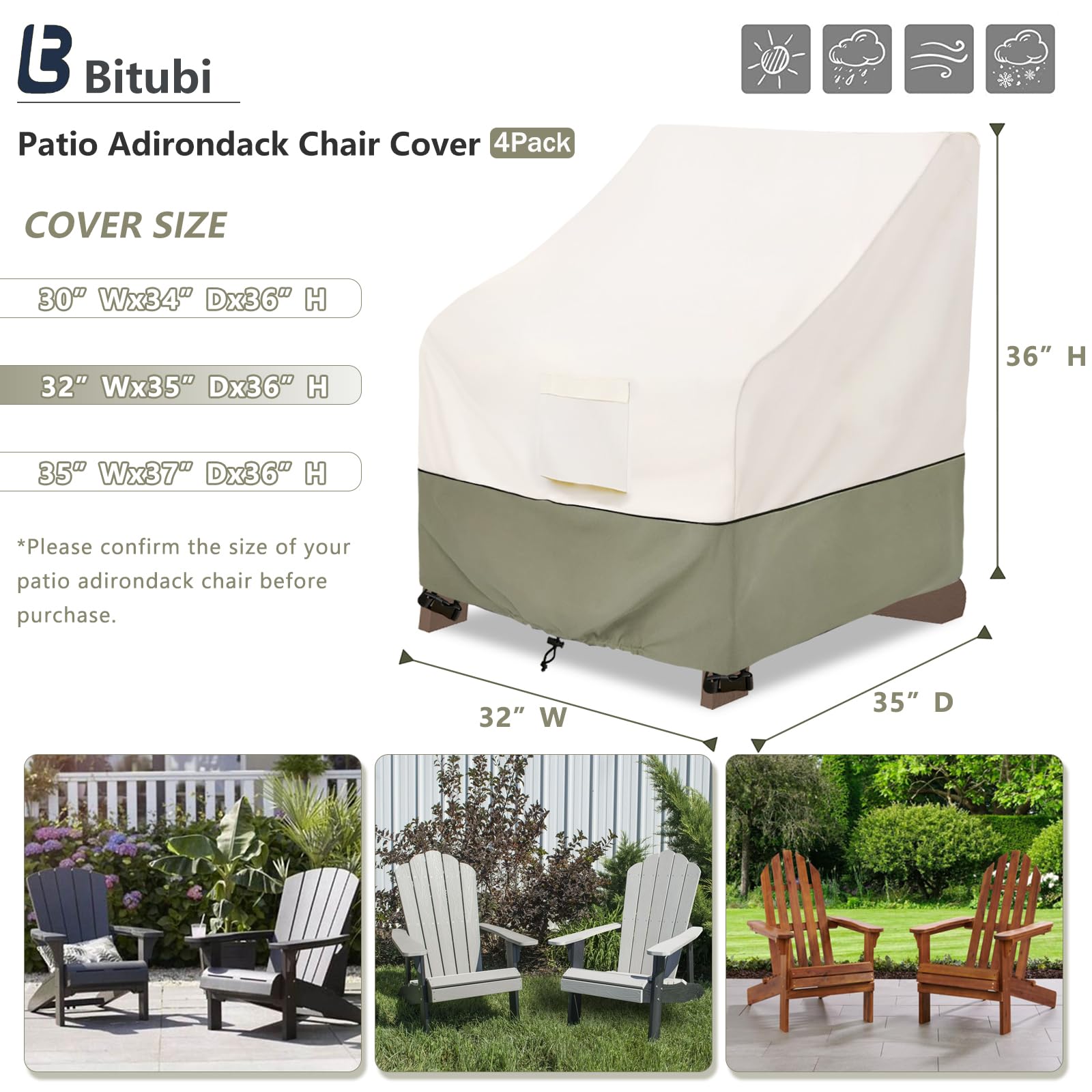 Bitubi chair cover fitting on an Adirondack chair