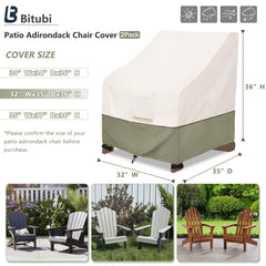 Bitubi Waterproof Adirondack Chair Cover Beige side view