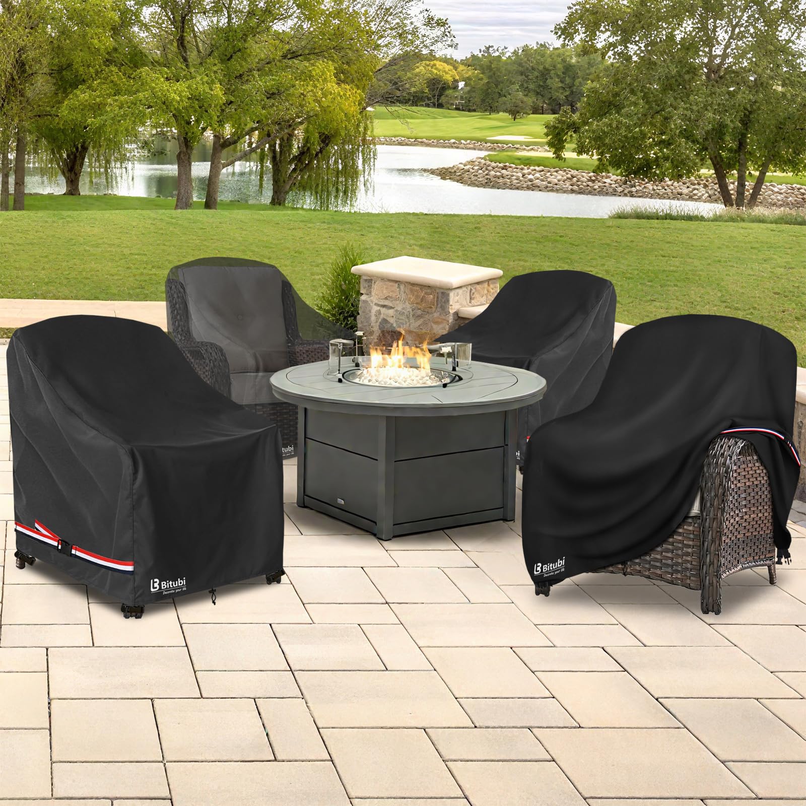 Bitubi Waterproof Adirondack Chair Cover Black with handles