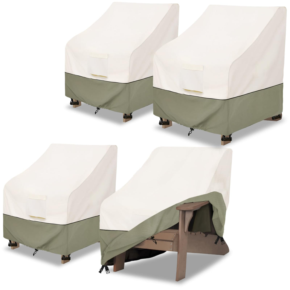 Bitubi Waterproof Adirondack Chair Cover pack of 4 beige