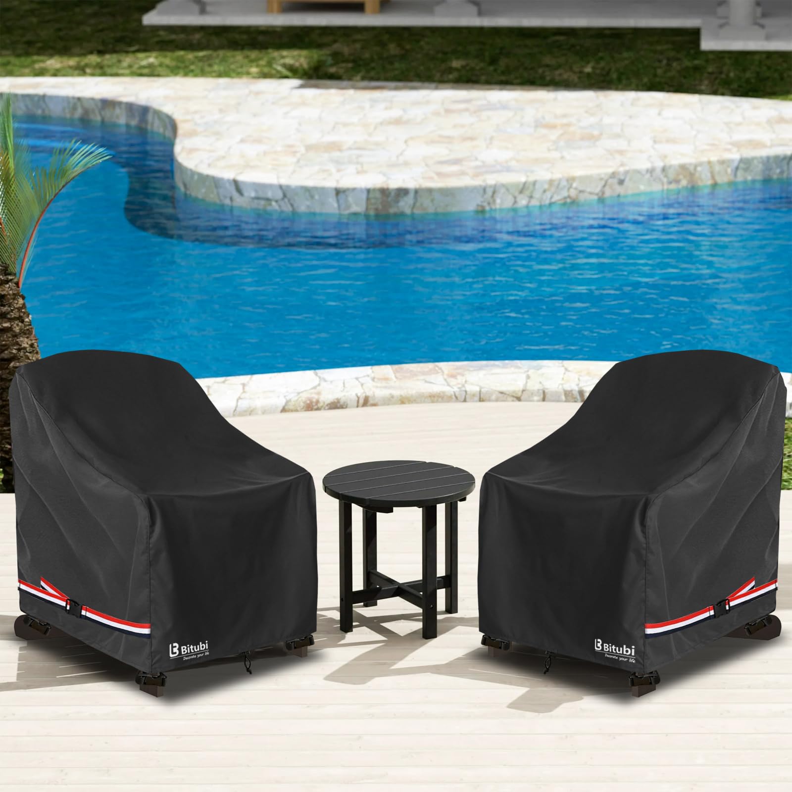 Bitubi Waterproof Chair Cover side view with straps