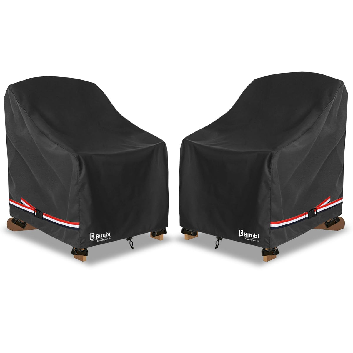 Bitubi Waterproof Patio Adirondack Chair Cover front view, black