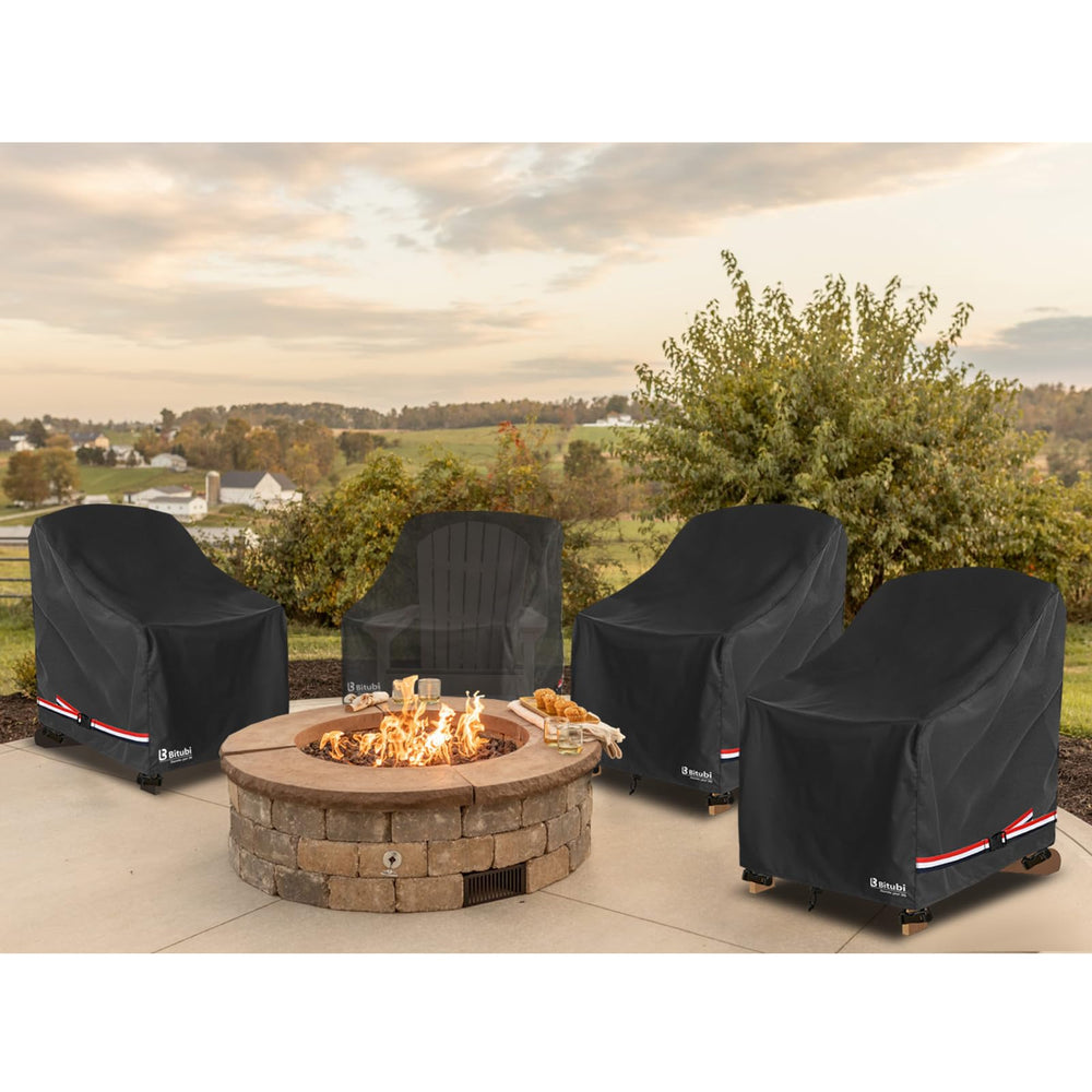 Bitubi Waterproof Patio Adirondack Chair Cover in use on a chair