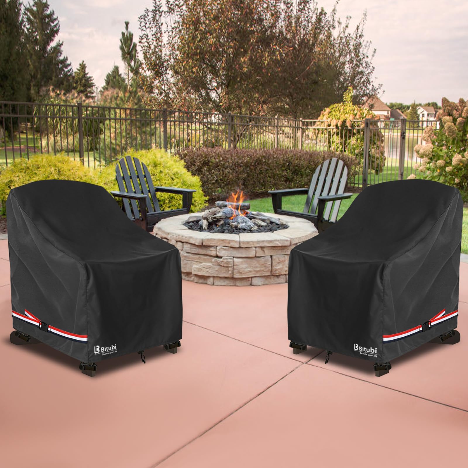 Bitubi Waterproof Patio Adirondack Chair Covers packed in storage bag