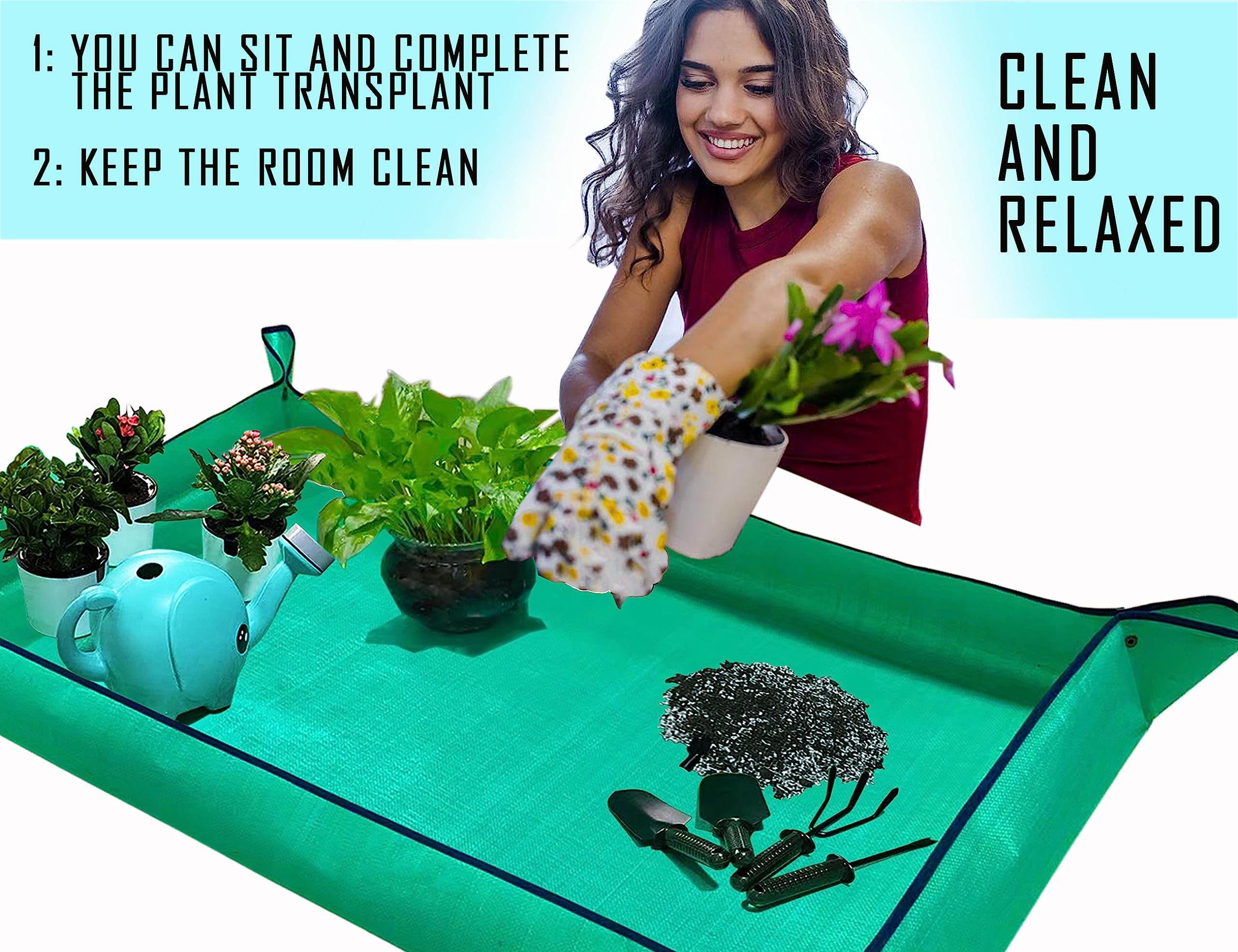 BIUWING Extra Large Plant Repotting Mat folded for storage