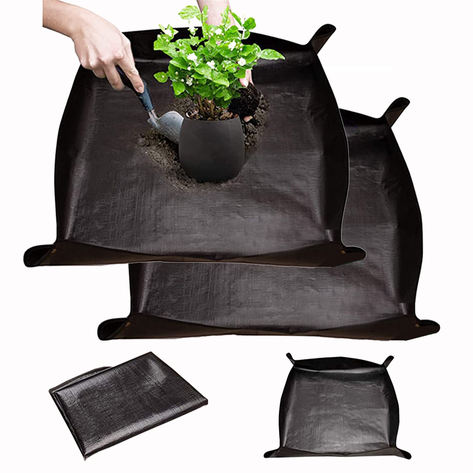 BIUWING Plant Repotting Mat front view, black waterproof material
