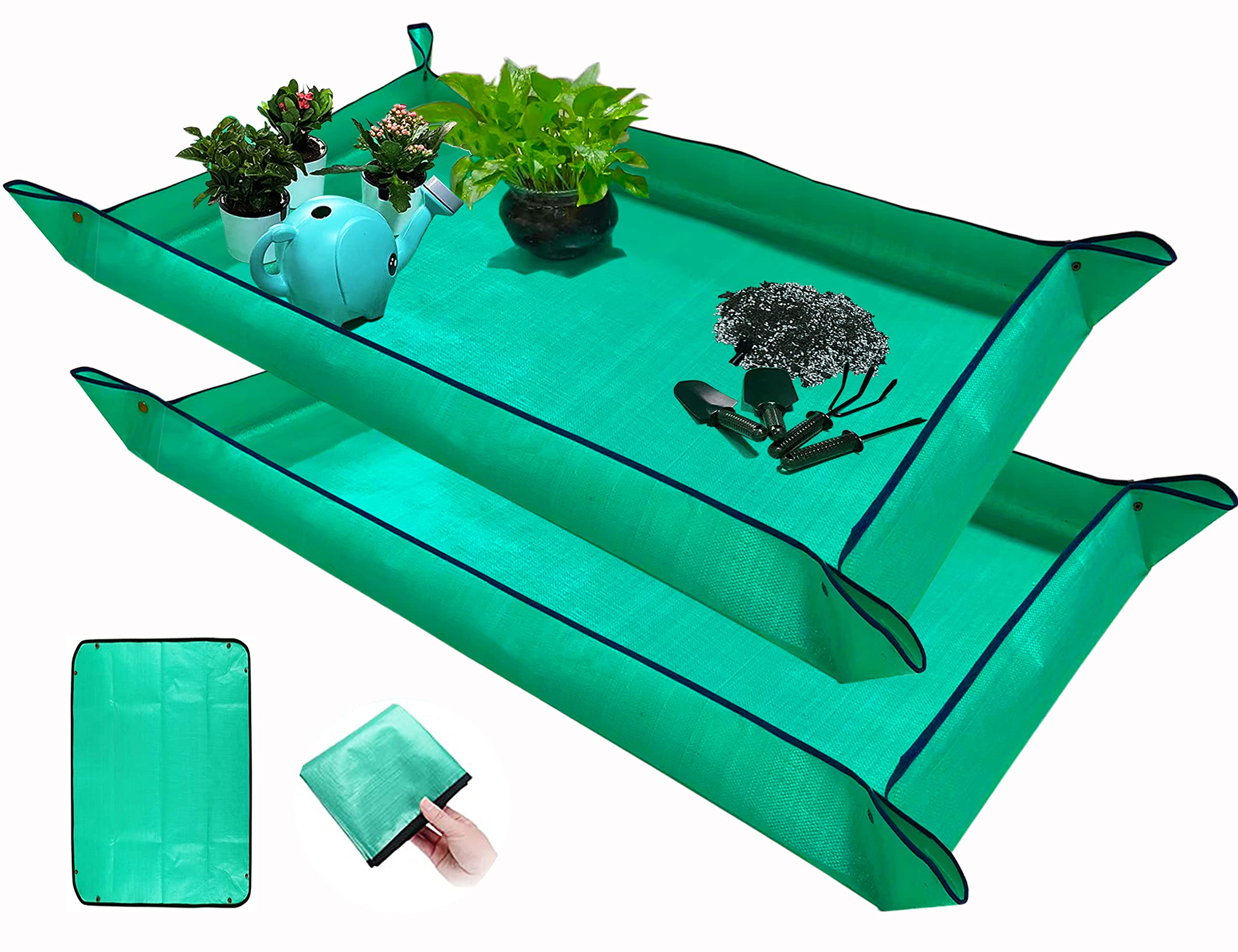BIUWING Plant Repotting Mat front view, green color