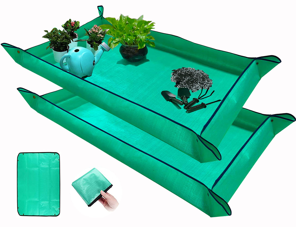 BIUWING Plant Repotting Mat front view, green color