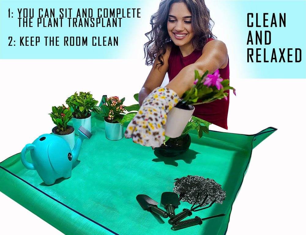 BIUWING Plant Repotting Mat on a kitchen counter for potting