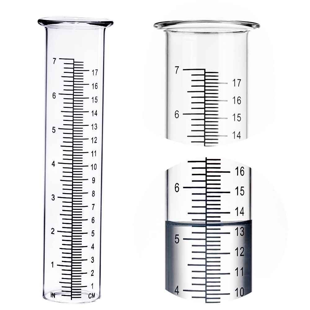 BIUWING rain gauge replacement tube glass with standard inch increments