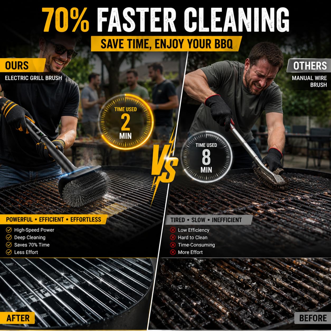BIZEG Electric Grill Brush being used to clean a BBQ