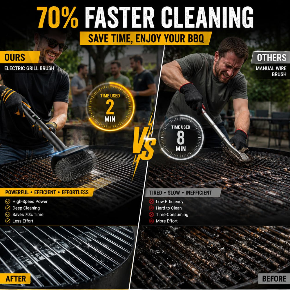 BIZEG Electric Grill Brush being used to clean a BBQ