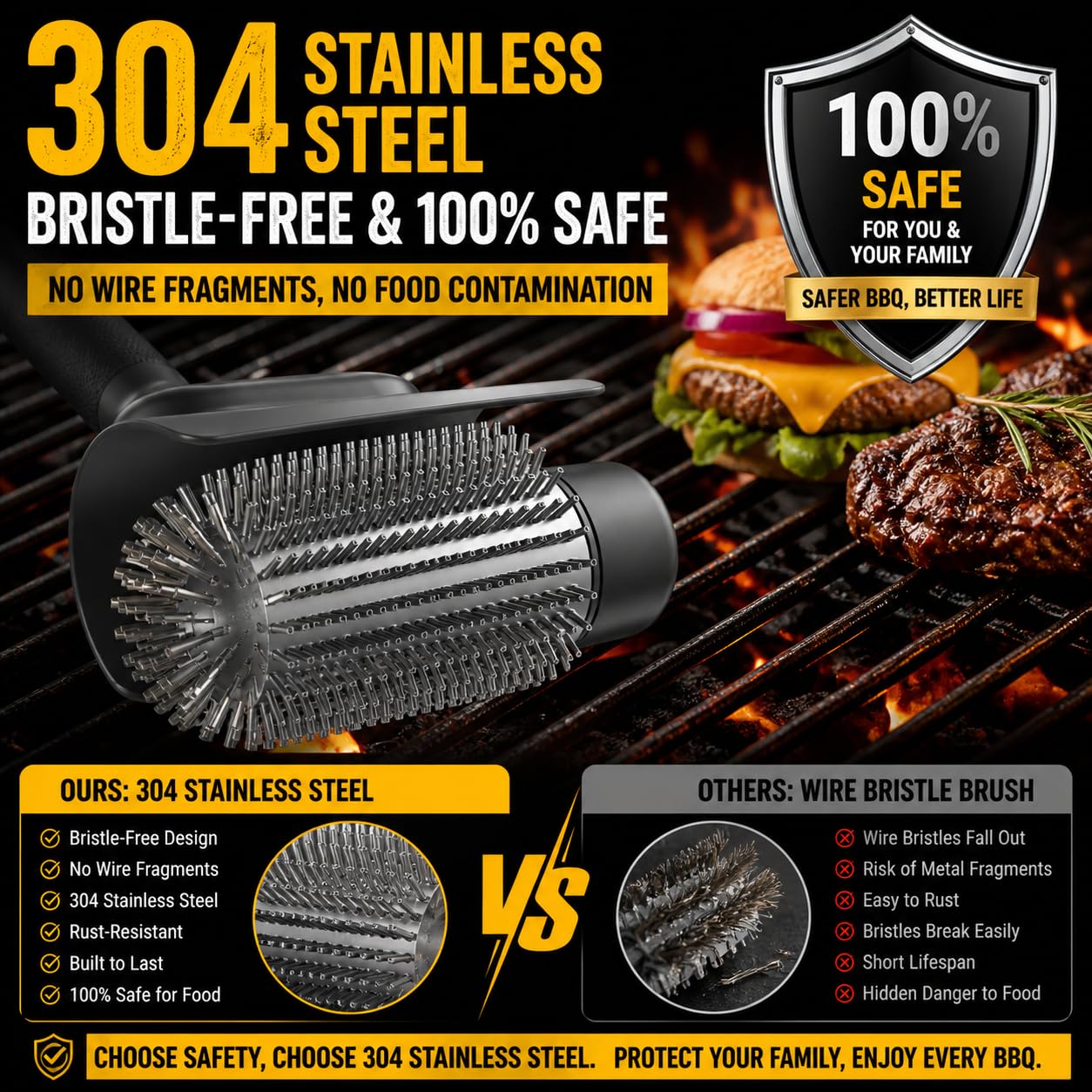 BIZEG Electric Grill Brush packaging and specifications