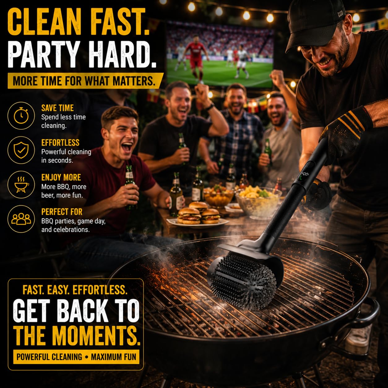 BIZEG Electric Grill Brush placed next to a grill outdoors