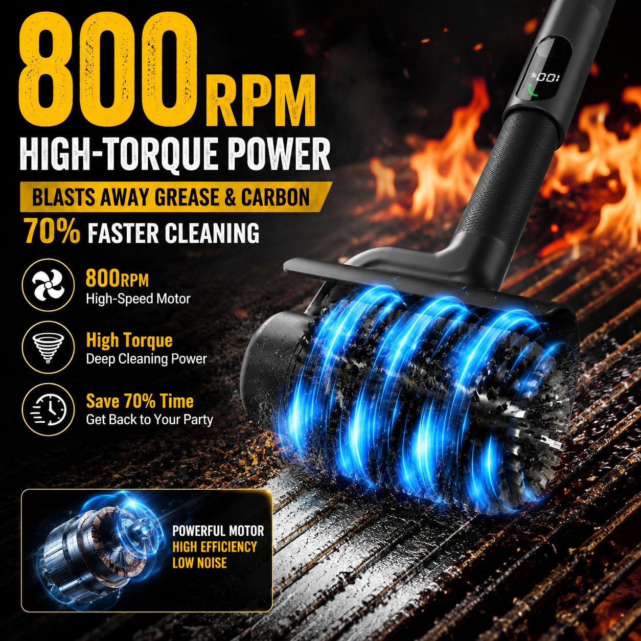 BIZEG Electric Grill Brush rotary stainless steel head close-up