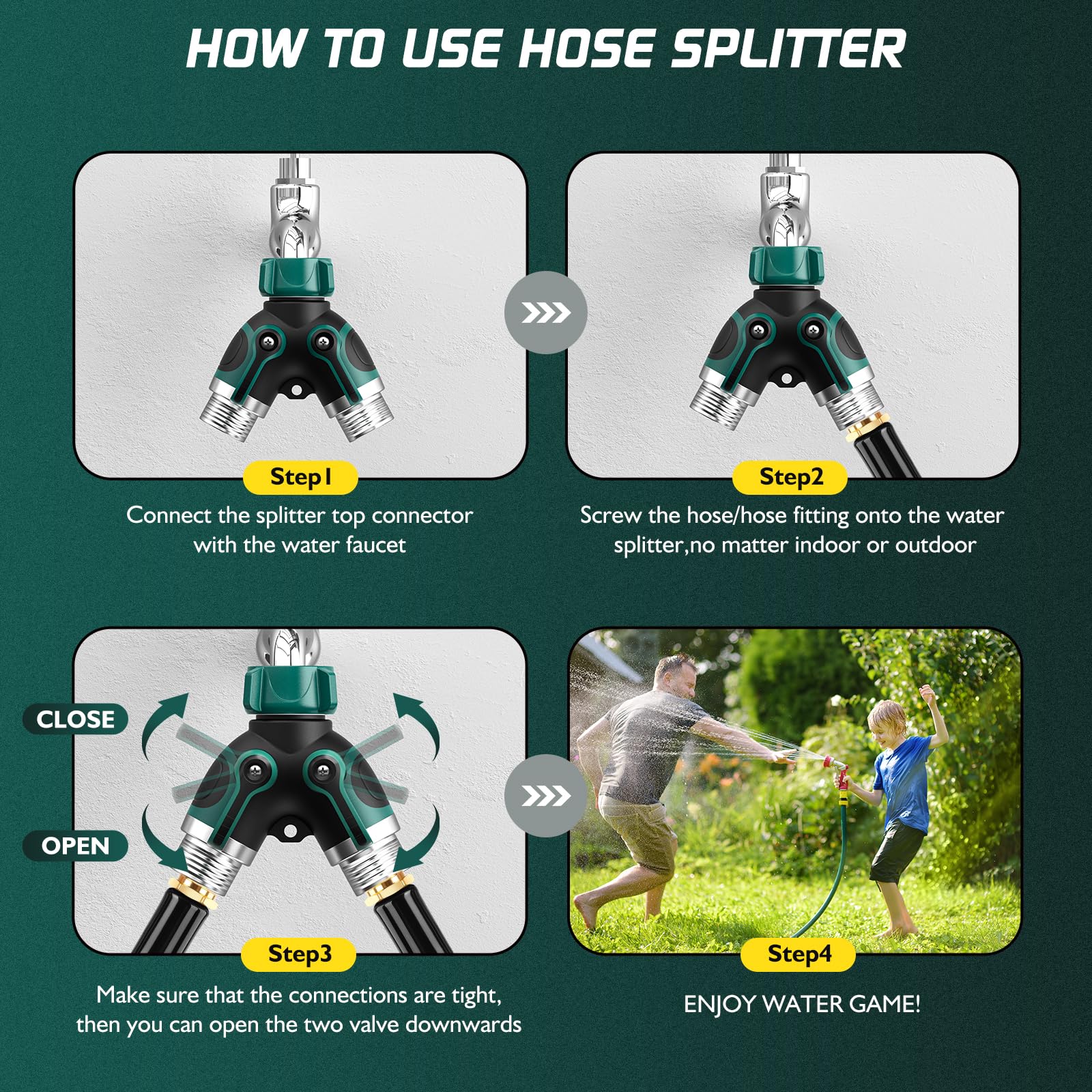 BKV 2 Way Garden Hose Splitter in use watering plants