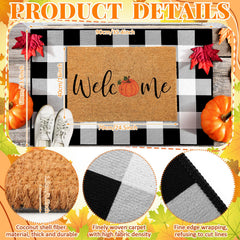Black and white checkered rug from Duraaamo Fall Doormat Set