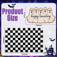 Black and white checkered rug from Honoson Halloween Doormat Set