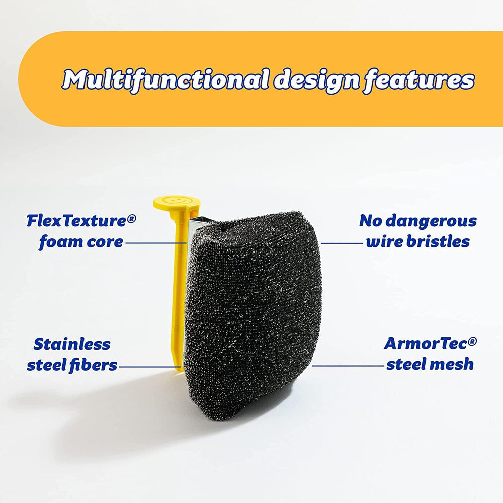 Black BBQ cleaning brush with ergonomic handle