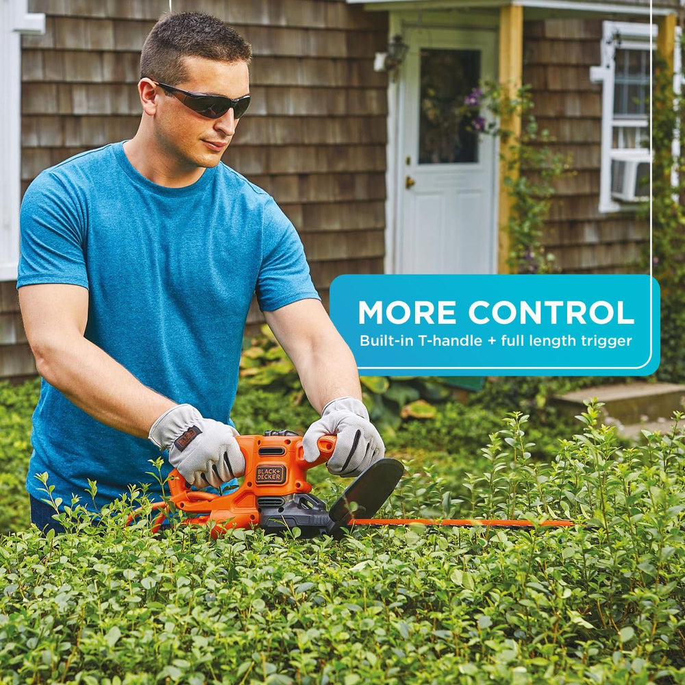 BLACK+DECKER Electric Hedge Trimmer with T-handle and trigger
