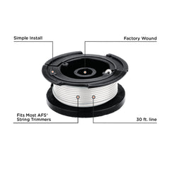 BLACK+DECKER spool packaging with 30 ft line