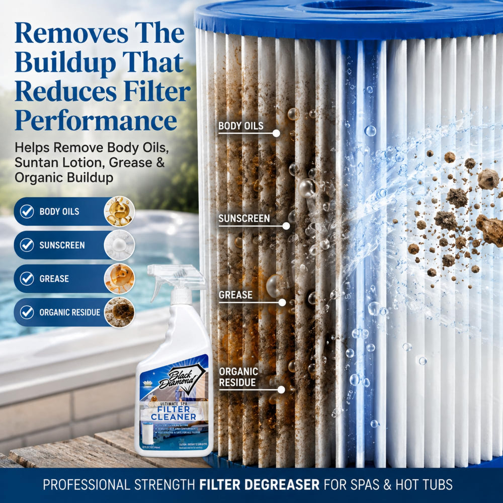Black Diamond Spa Filter Cleaner bottle side view