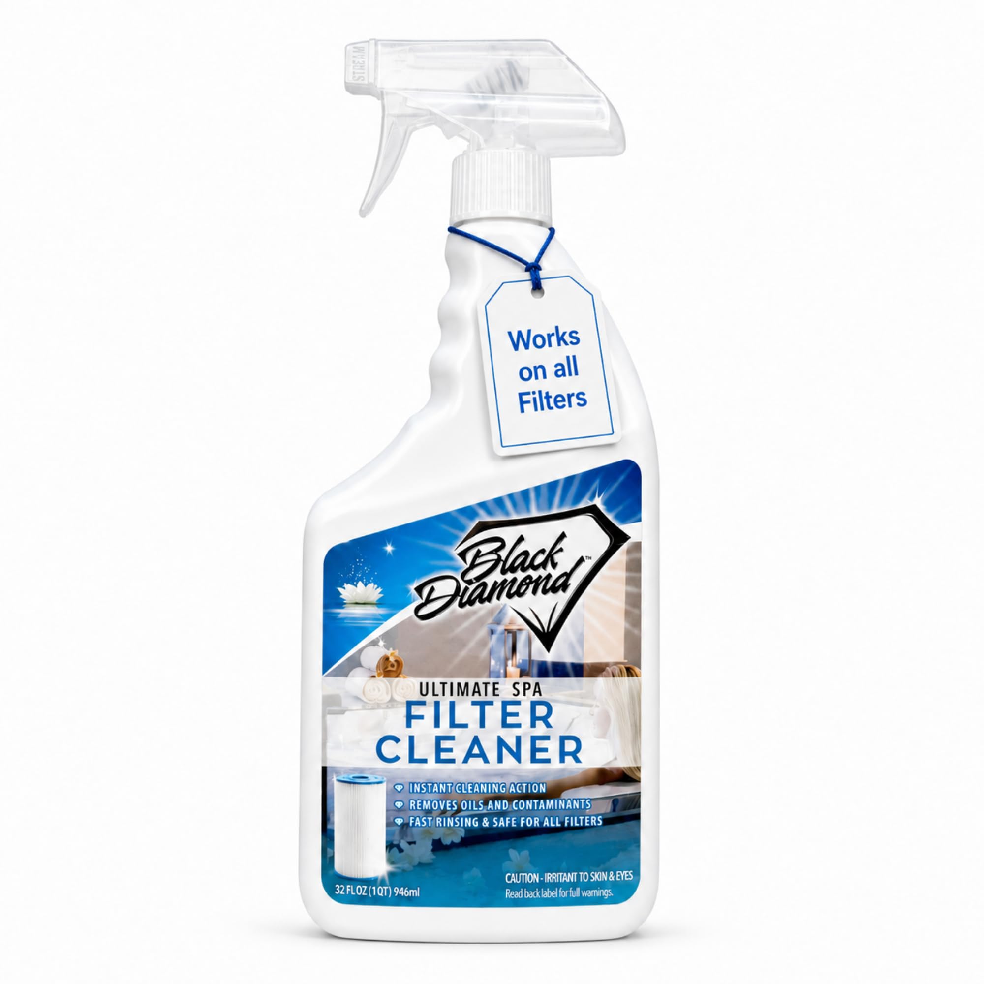 Black Diamond Stoneworks Ultimate Spa Filter Cleaner Spray 32 oz front view