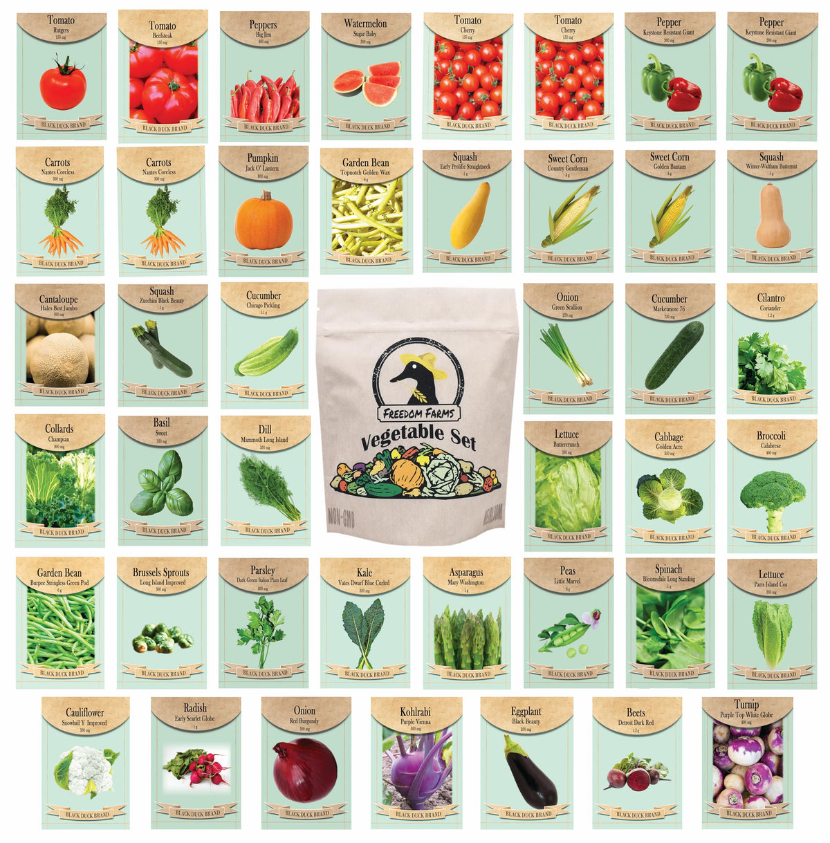Black Duck Brand Vegetable & Herb Seed Packets front view