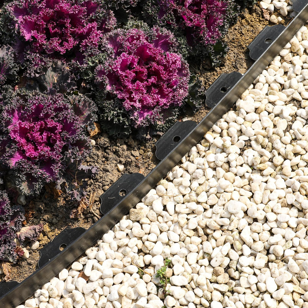 Black Hemikaki Garden Edging installed along a pathway