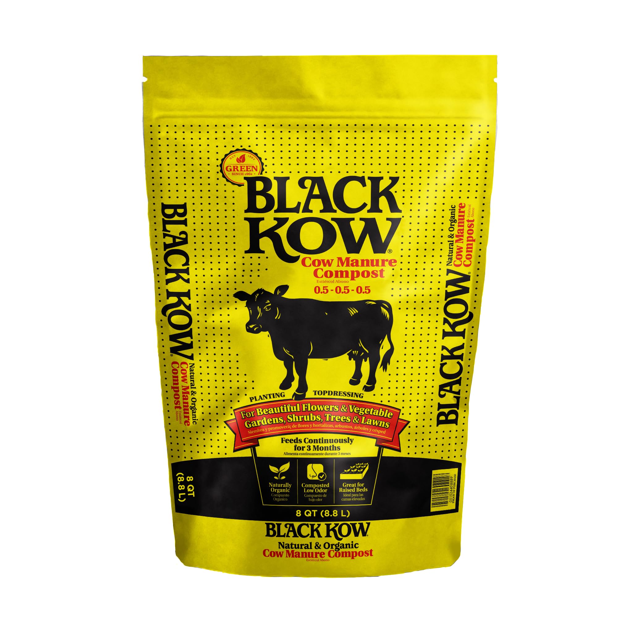 Black Kow Composted Cow Manure Fertilizer 8 qt front view