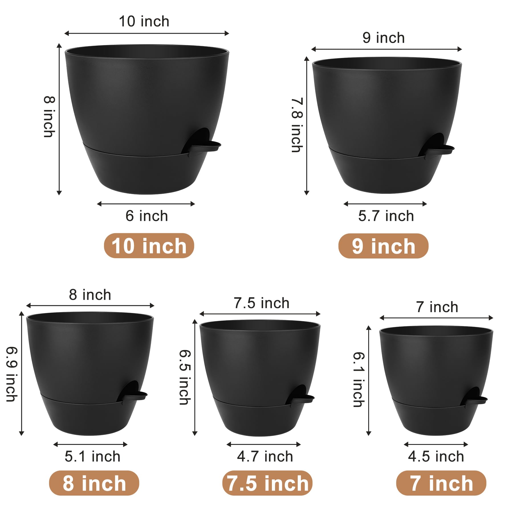 Black QRRICA pot with mesh drainage holes for healthy plant growth
