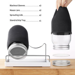 Blackout sleeves for seed sprouting included in the kit
