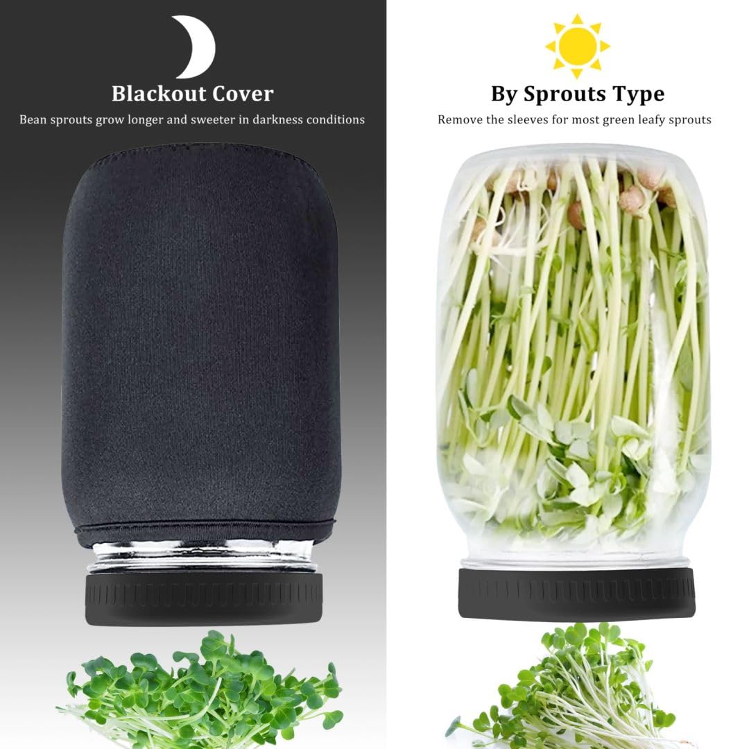 Blackout sleeves for sprouting jars in Kitmiido kit