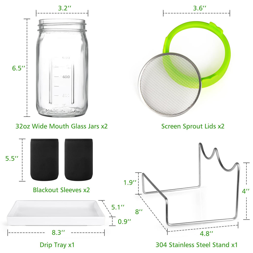 Blackout sleeves included in Kitmiido Seed Sprouting Kit