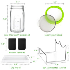 Blackout sleeves included in Kitmiido Seed Sprouting Kit