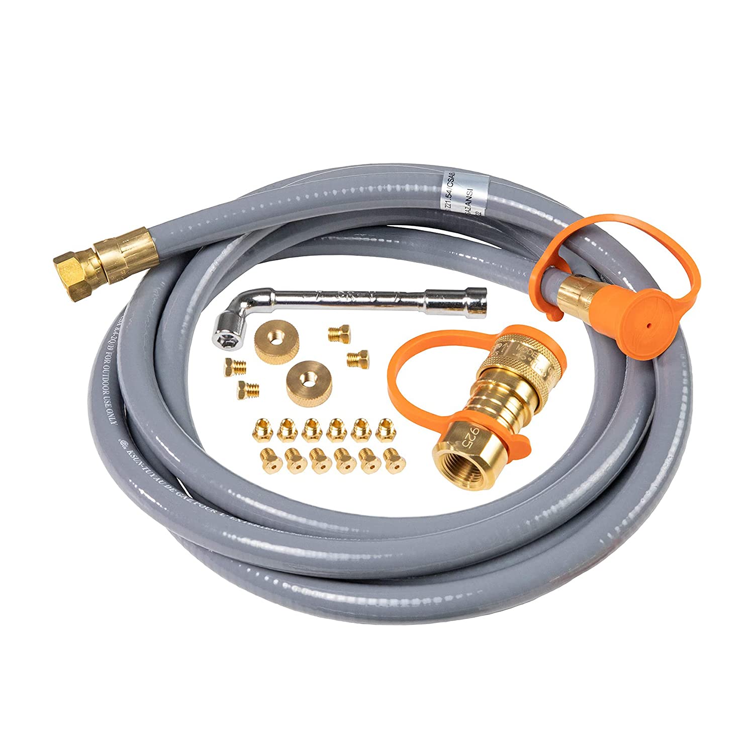 BLACKSTONE Propane to Natural Gas Conversion Kit contents including hose and fittings