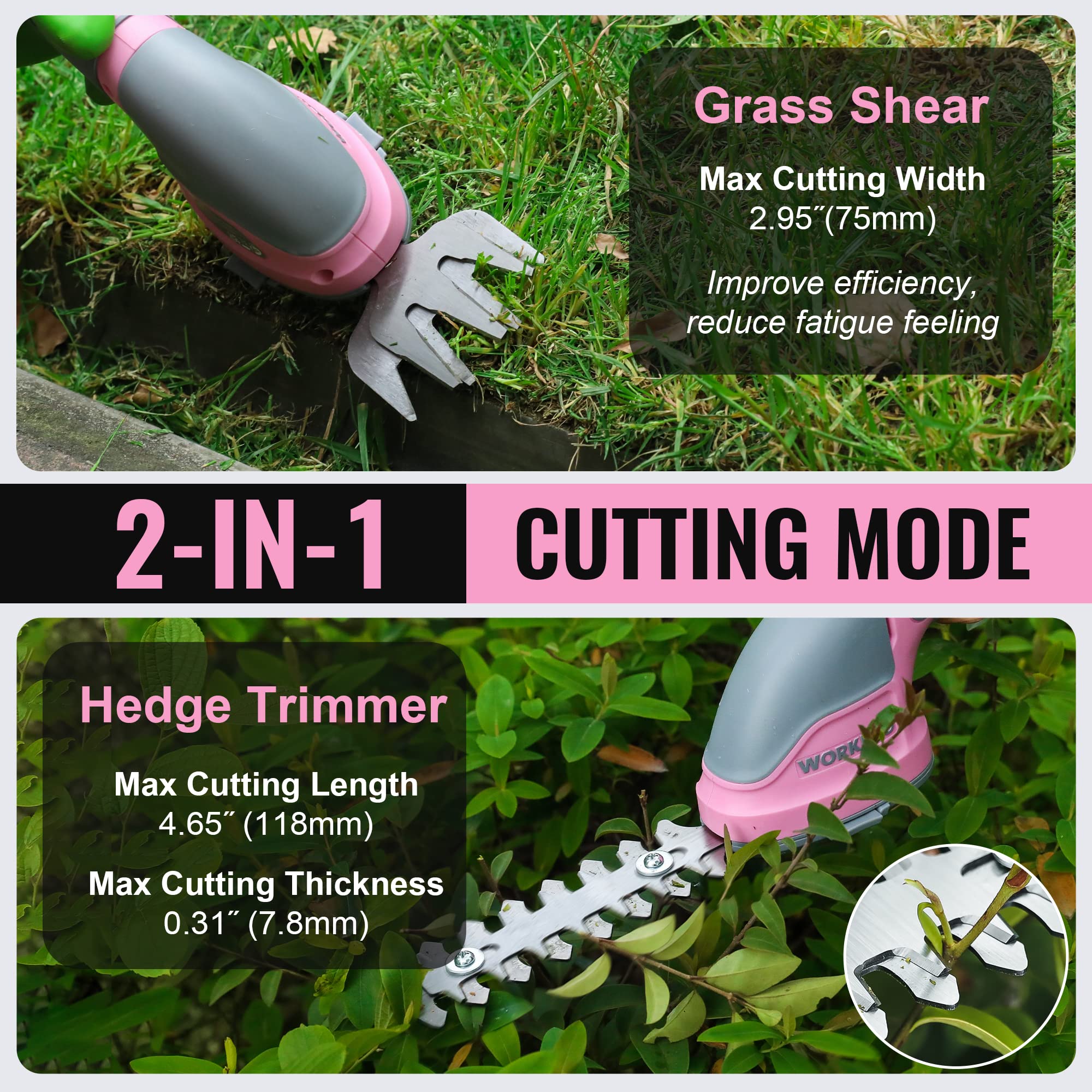 Blade detail of WORKPRO Cordless Grass Shear