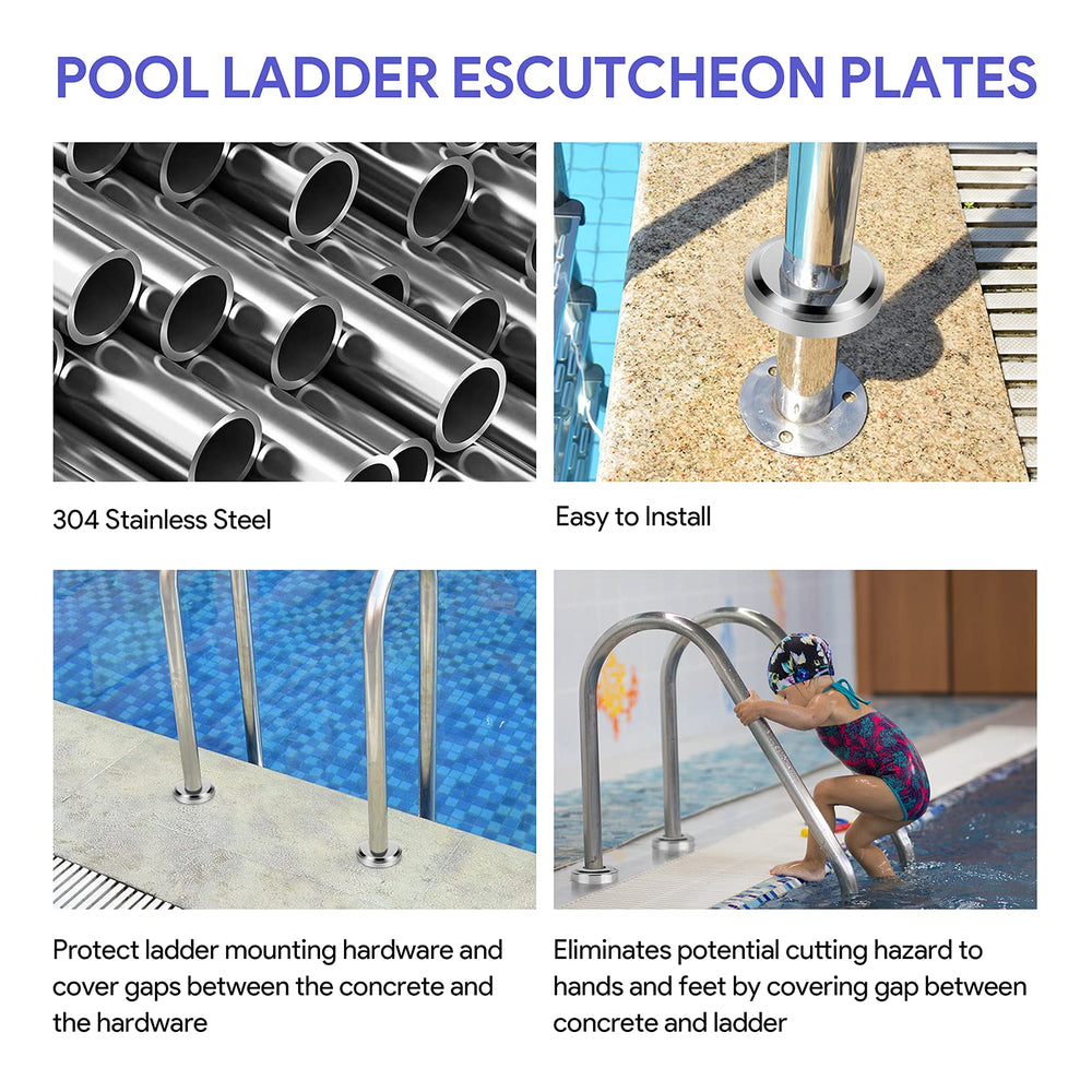 Blasoul Pool Ladder Escutcheon Plates pack of 4, displayed together