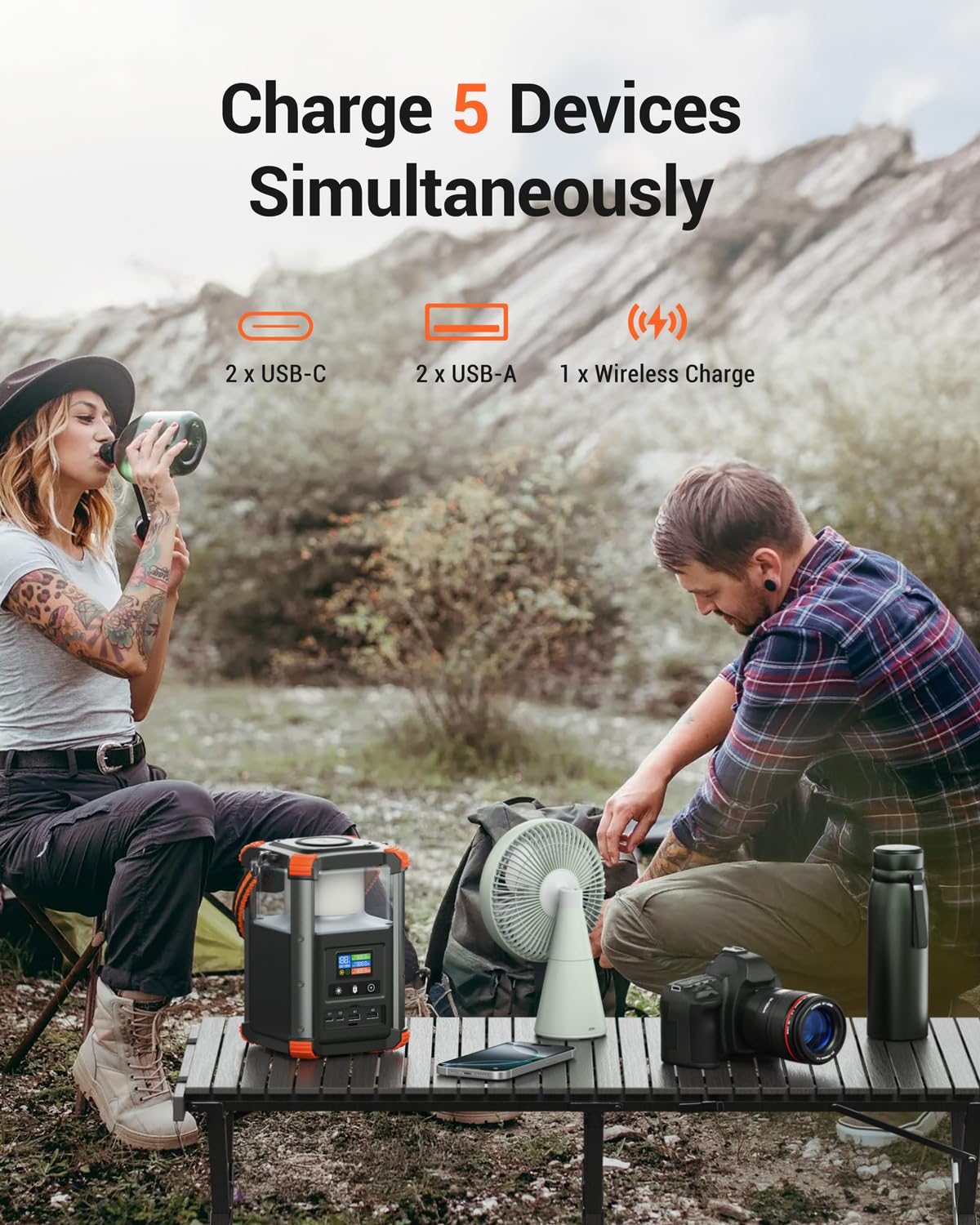 BLAVOR Power Bank Station compact size on a camping table