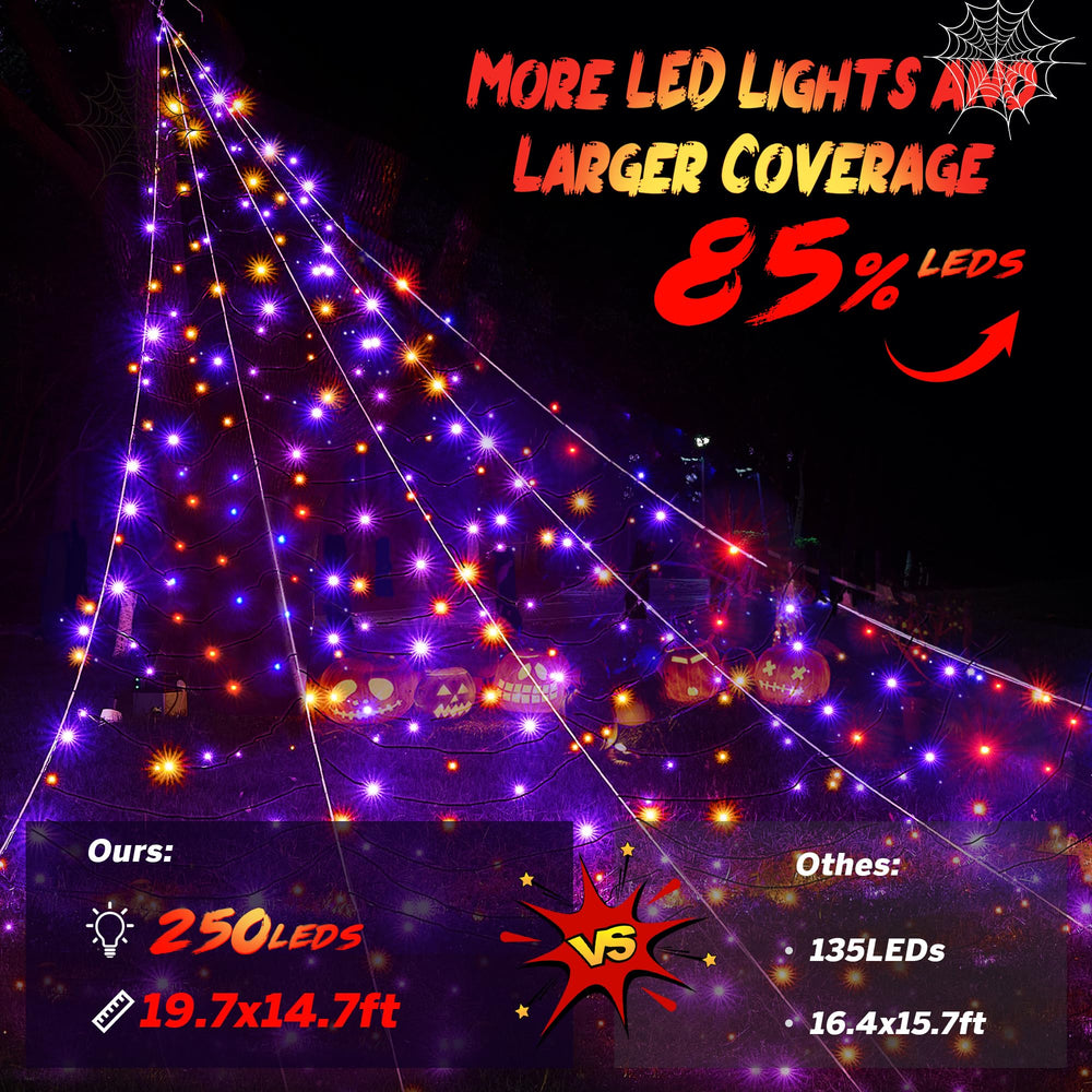 BlcTec Halloween spider web lights in outdoor setting