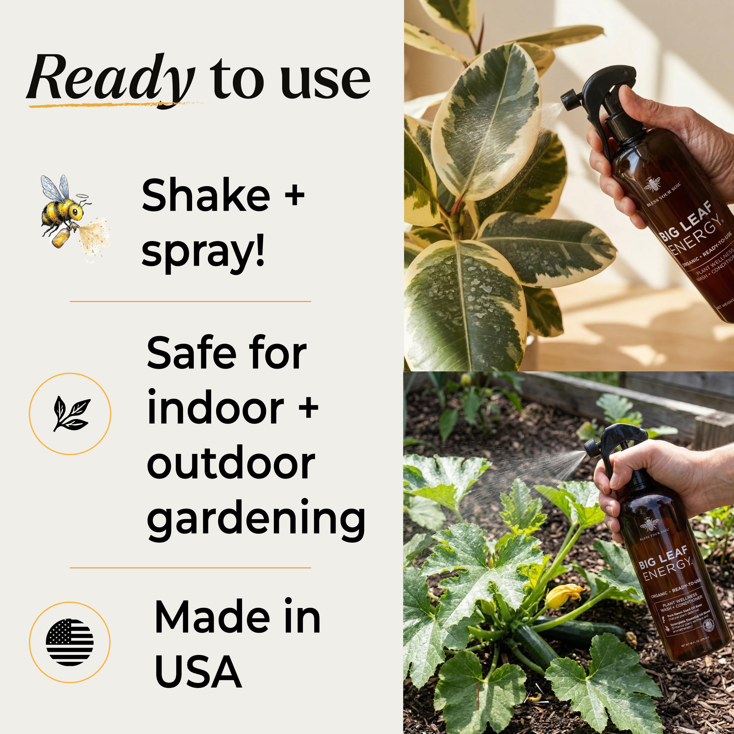 BLESS YOUR SOIL Organic Neem Oil Spray 16oz back view