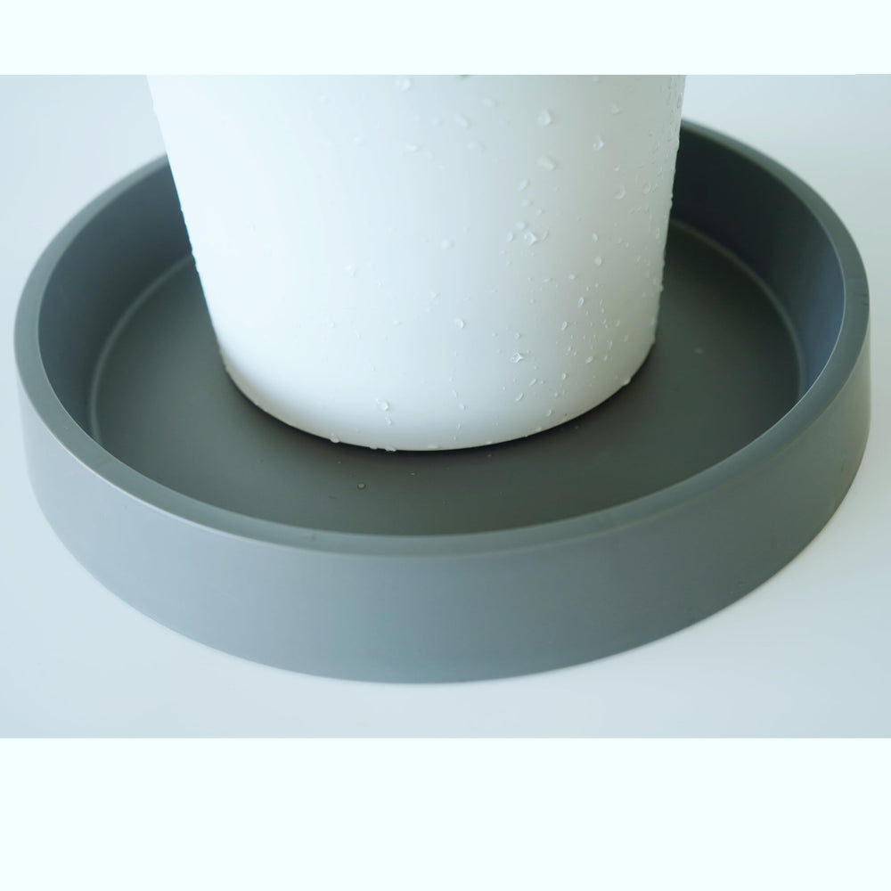 Bleuhome 12 inch gray plant saucer tray on patio