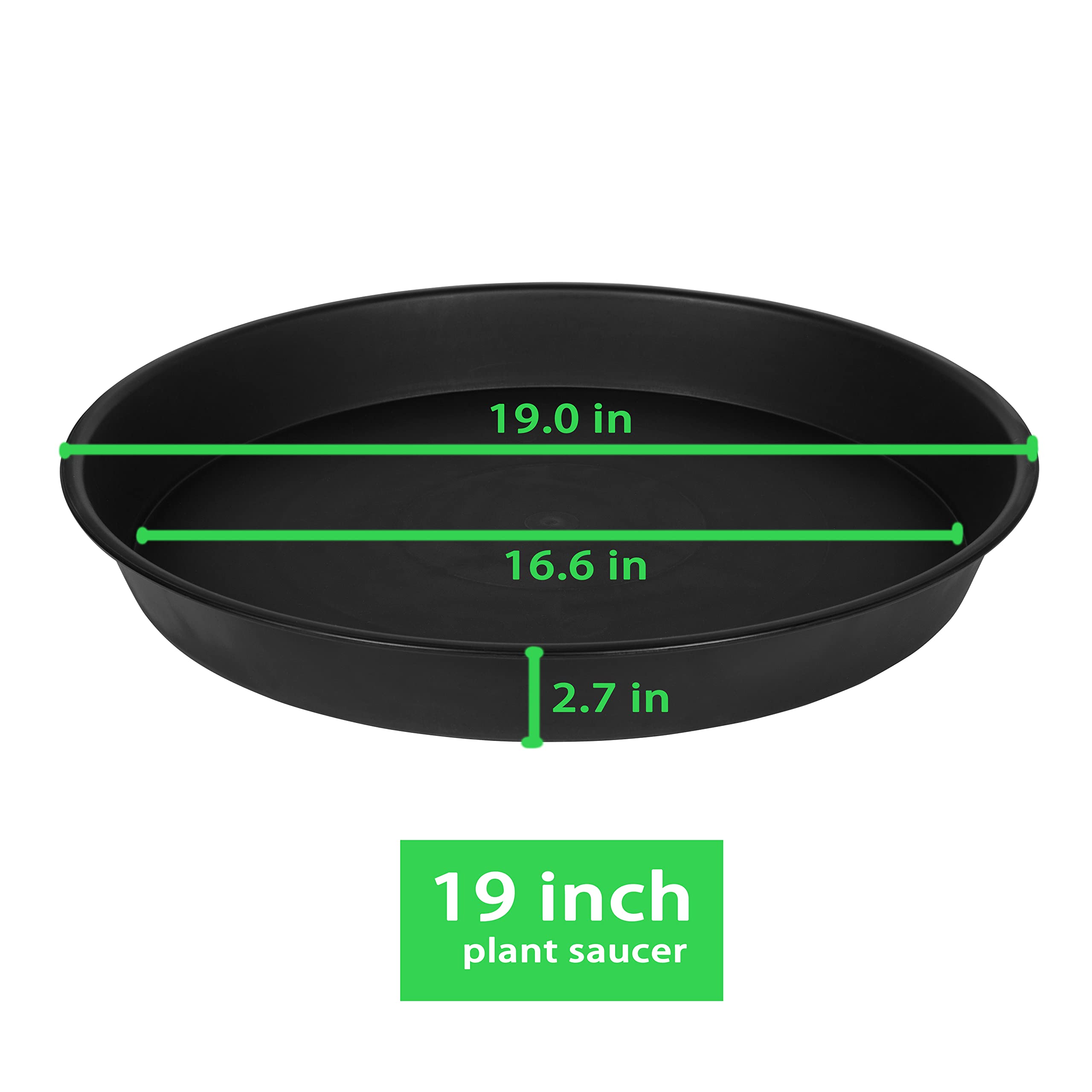 Bleuhome 19-inch plant saucer black tray side view