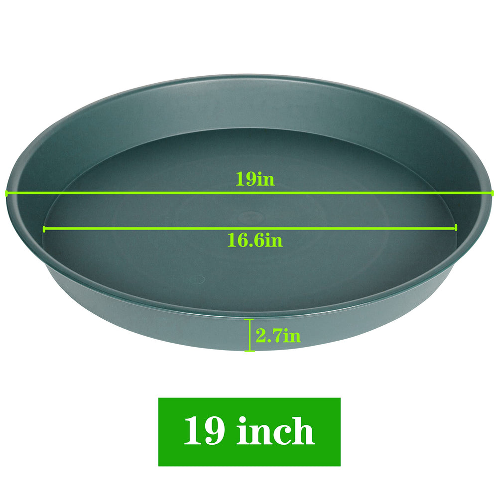 Bleuhome 19 inch plant saucer side view showing depth