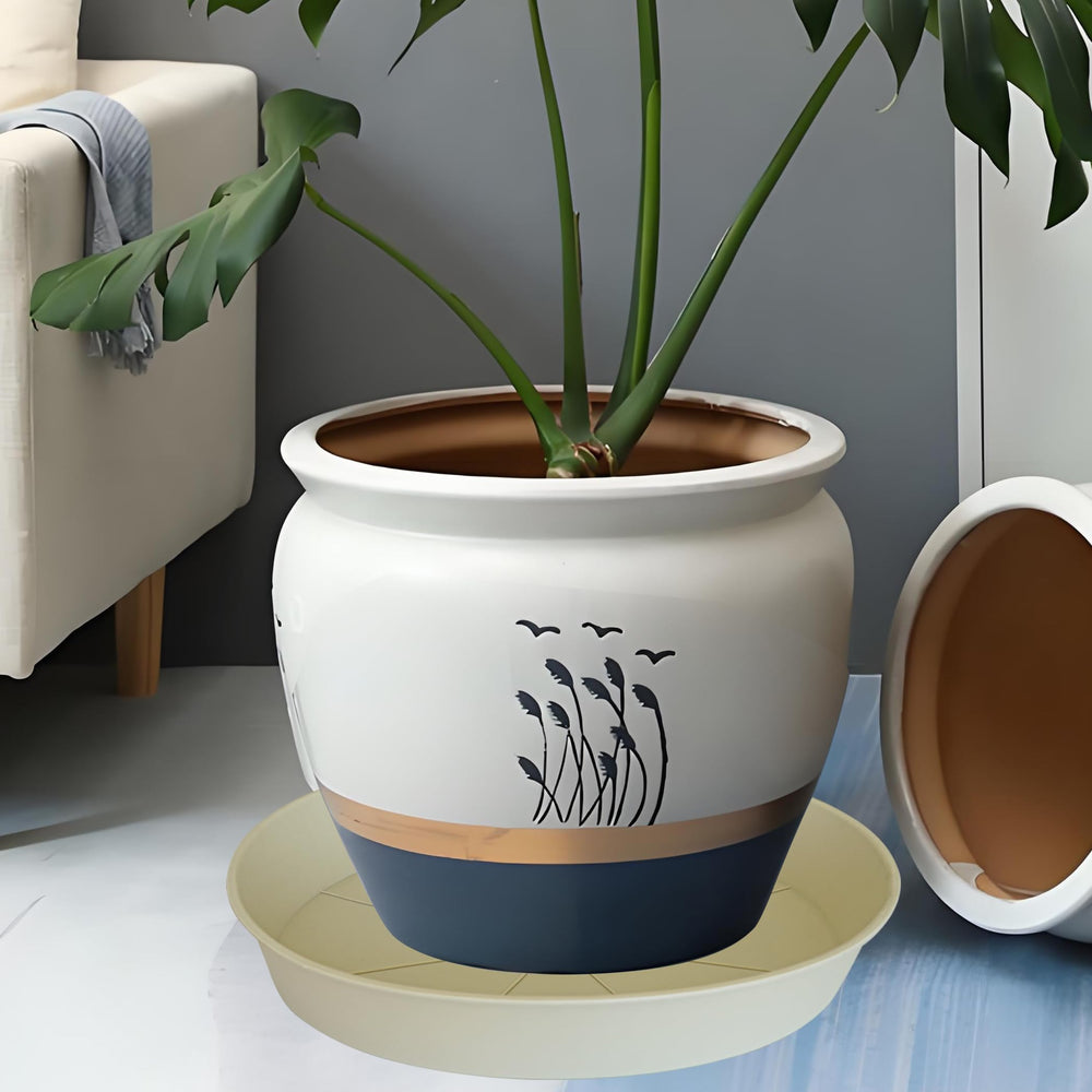 Bleuhome 21-inch beige plant saucer packaging