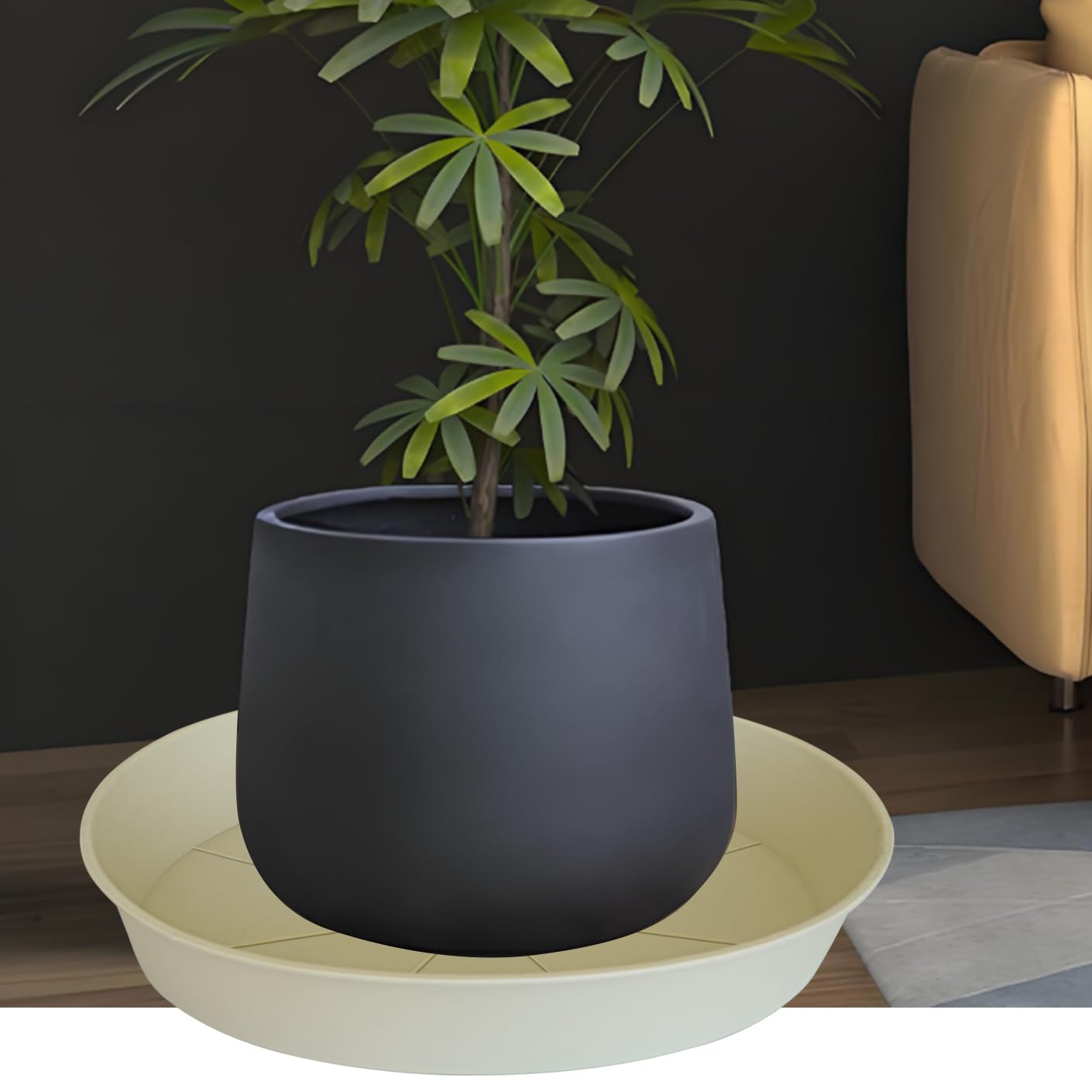 Bleuhome 21-inch plant saucer on a patio