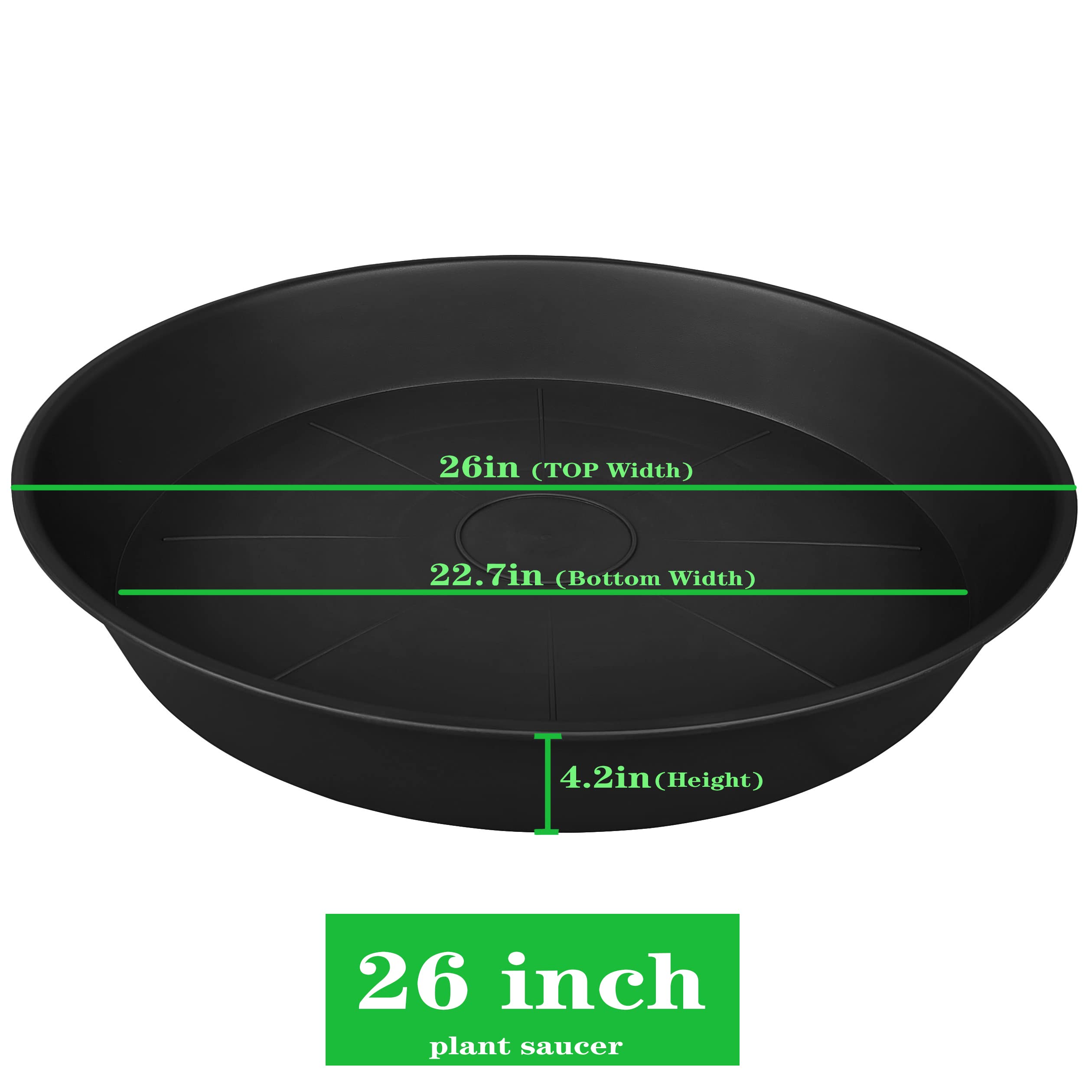 Bleuhome 26-inch plant saucer black side view