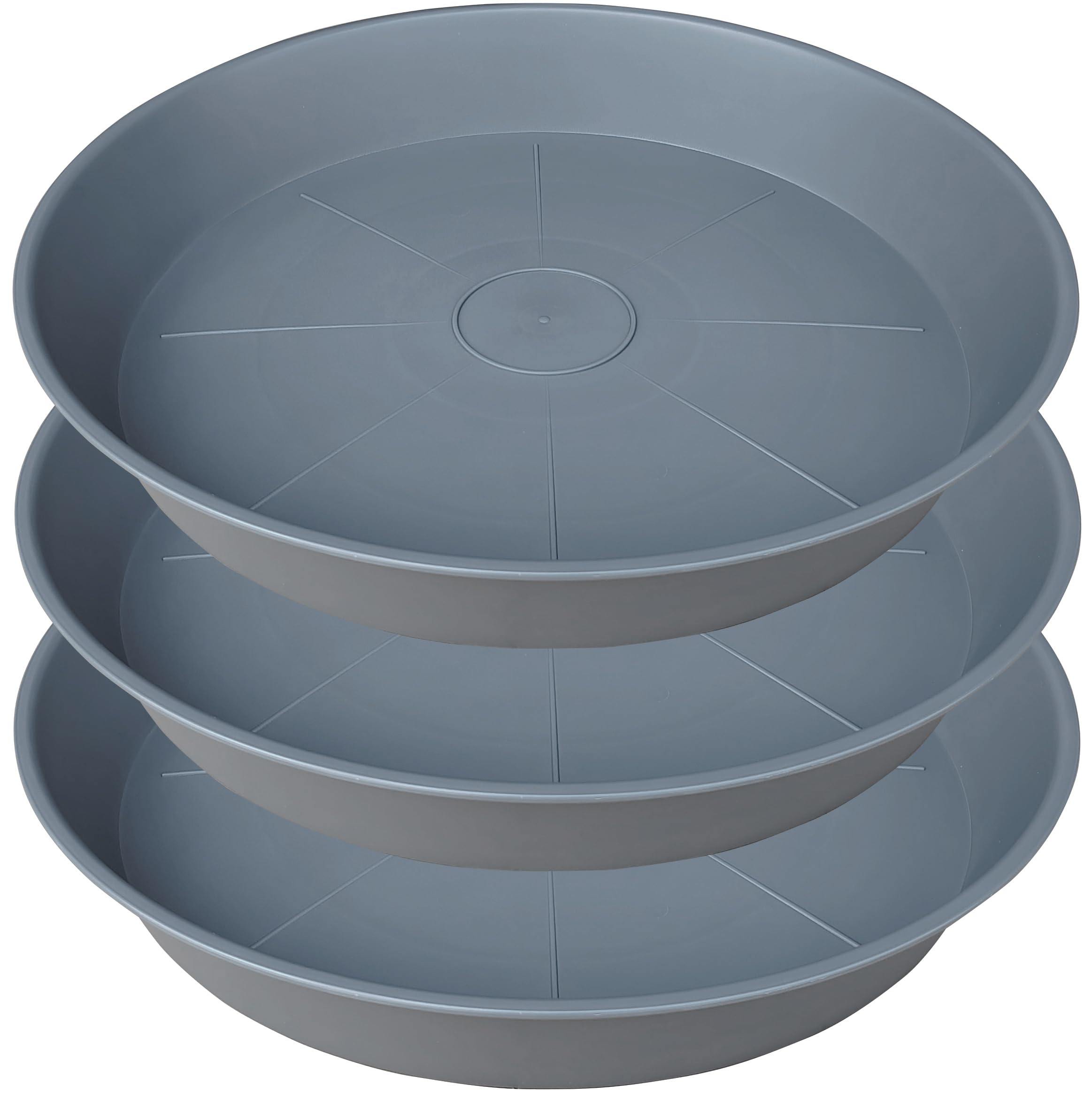Bleuhome 3 Pack of 26 Inch Plant Saucers, Gray, front view